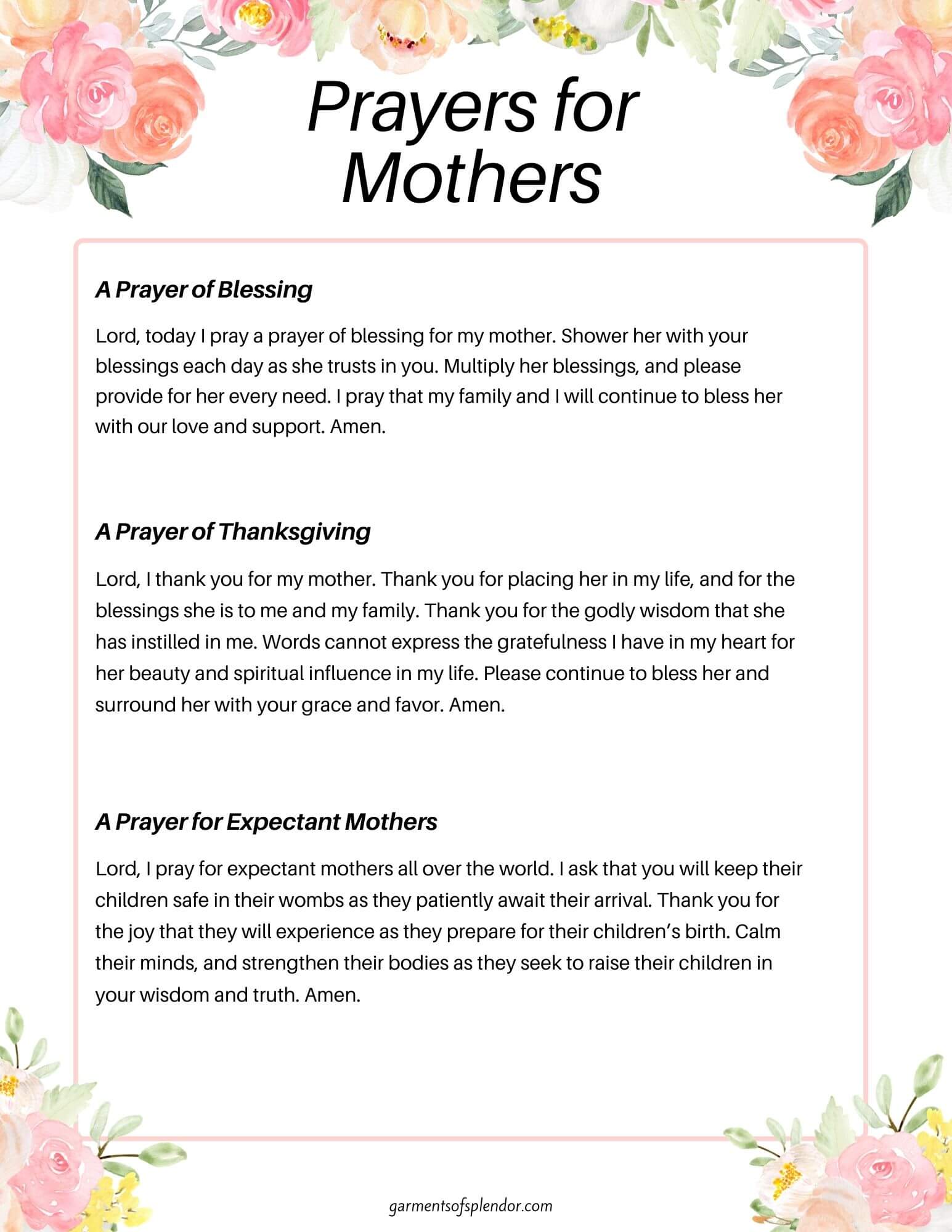 15 Powerful Prayers for Mothers (with Free Printables)