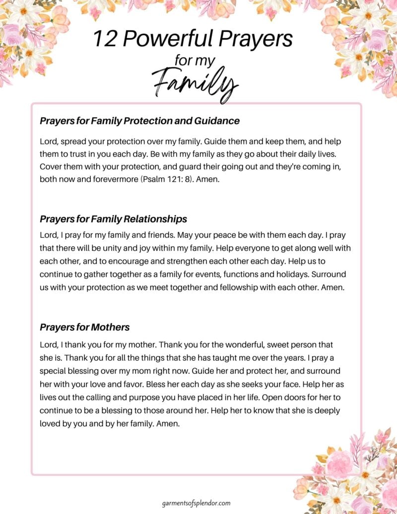 12 Powerful Prayers for Family (with FREE Printable Prayers)