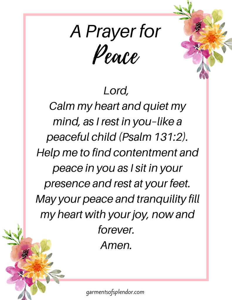 prayer for peace printable