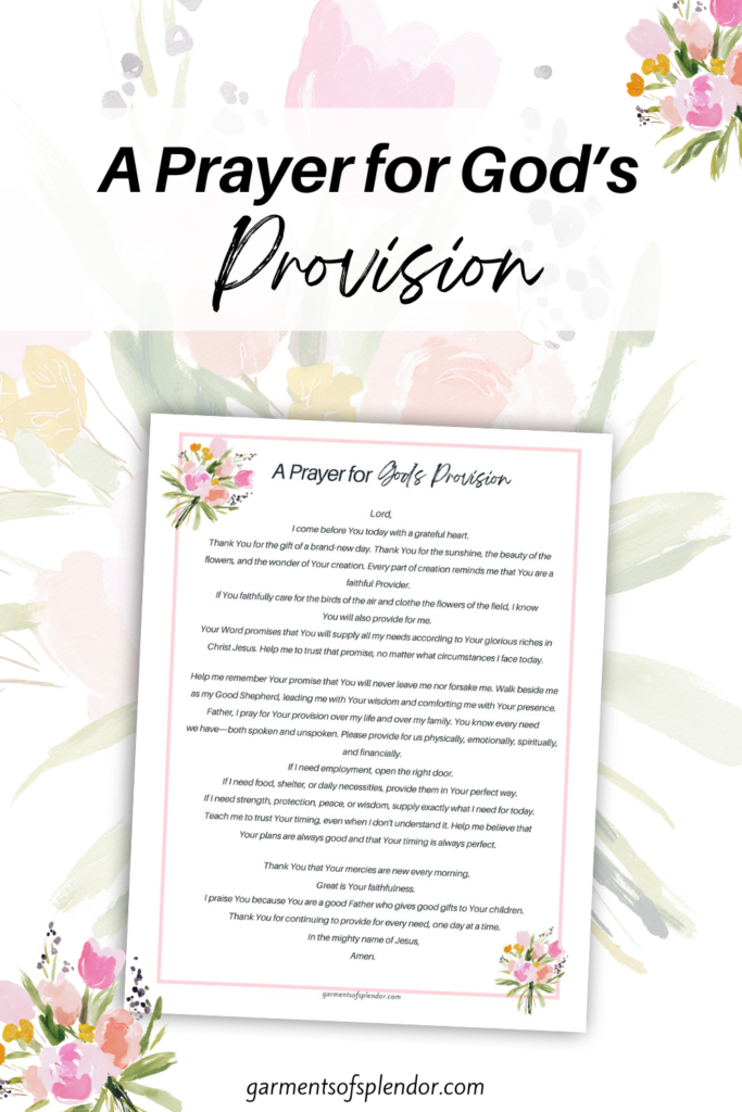 a prayer for God's provision